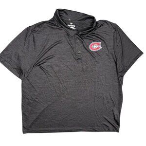 NWOT Fanatics Montreal Canadiens Golf Shirt NHL Stretch Polo Grey XXL